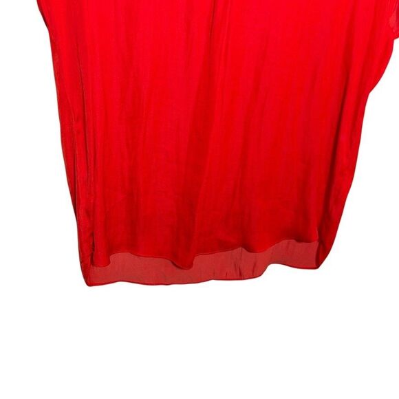 Maison D'Amelie Blouse Women's Medium Red V-Neck Short Sleeve Satin Top - Picture 3 of 9